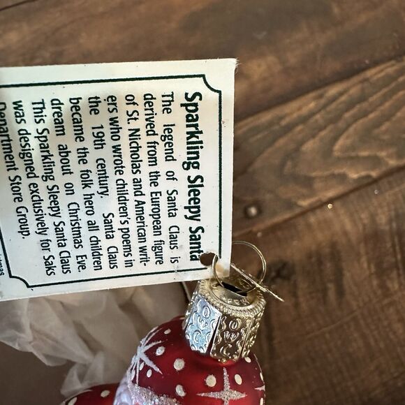 NEW Old World Christmas Sparkling Sleepy SANTA Glass Tree Ornament w/ Box - Picture 7 of 8